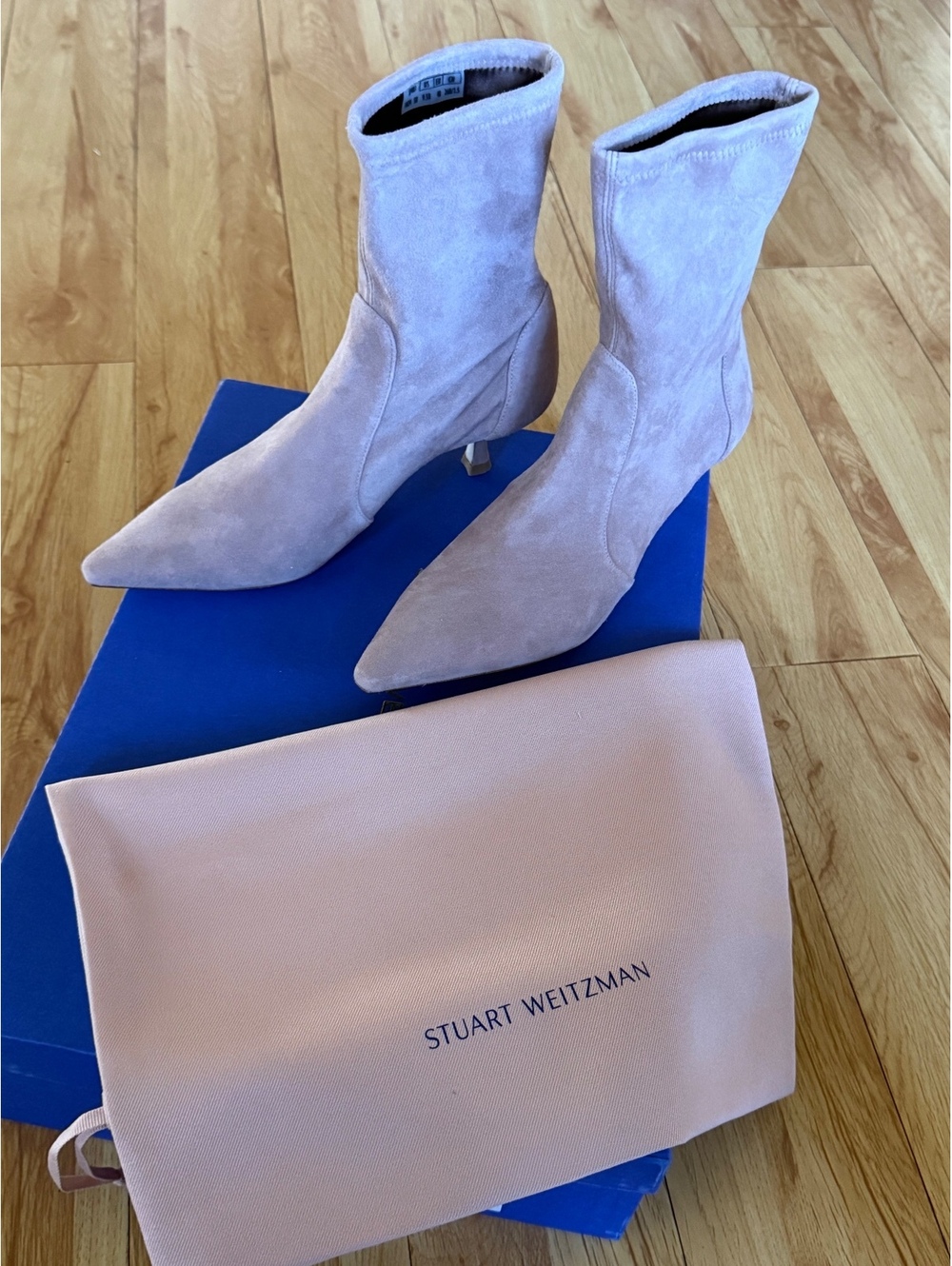 Stuart Weitzman Naomi 50 Bootie Fawn Suede Stretch Ankle Boot